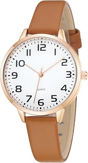 TWOPTION Women's Dainty Analog Leather Dress Watch for Small Wrists 80