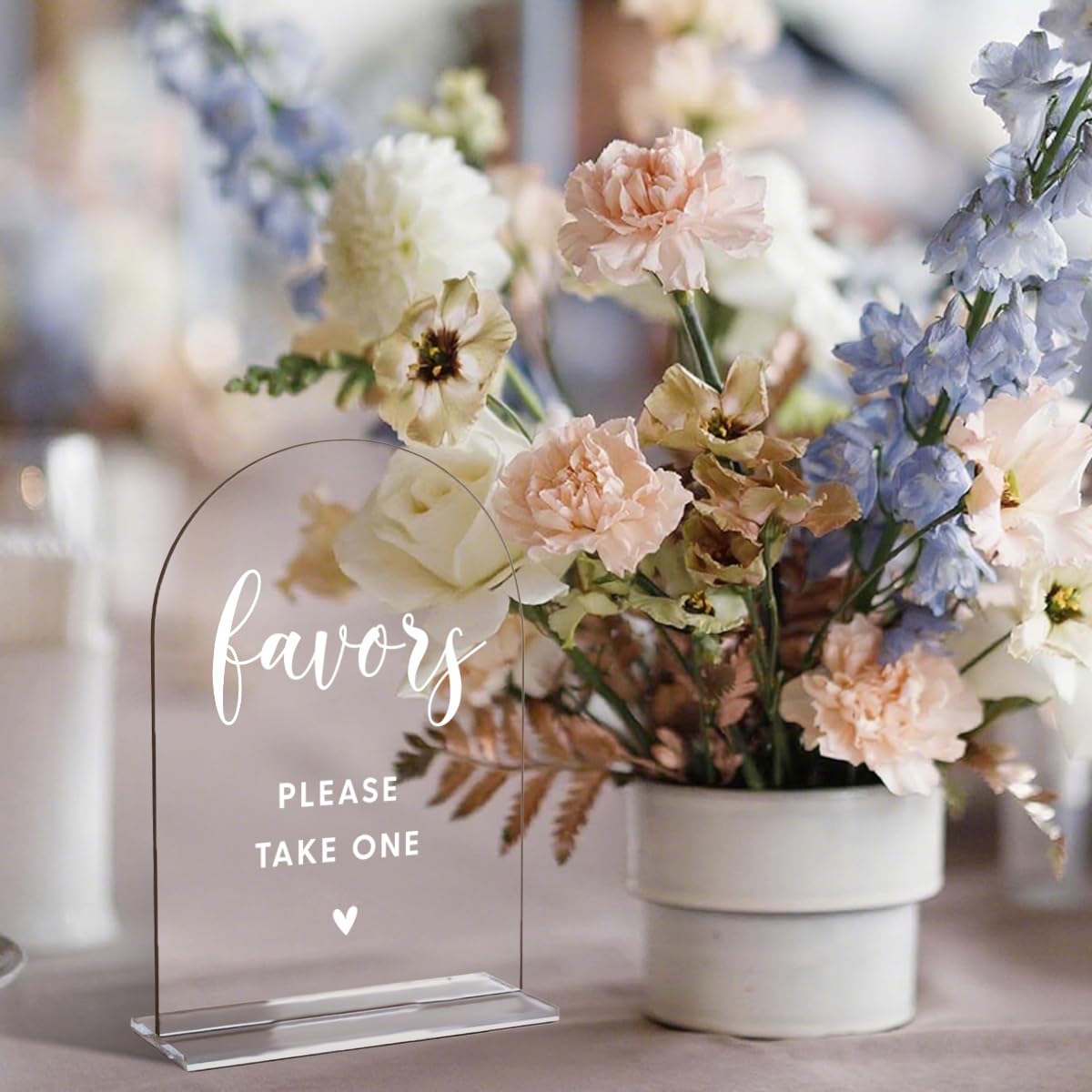 Acrylic Wedding Signs, Bridal Shower Decorations, Modern Arched Round Top Acrylic Table Top Sign with Holder for Wedding Reception Party Dinner - Can't Wait to See What Develops (Clear) BST326L