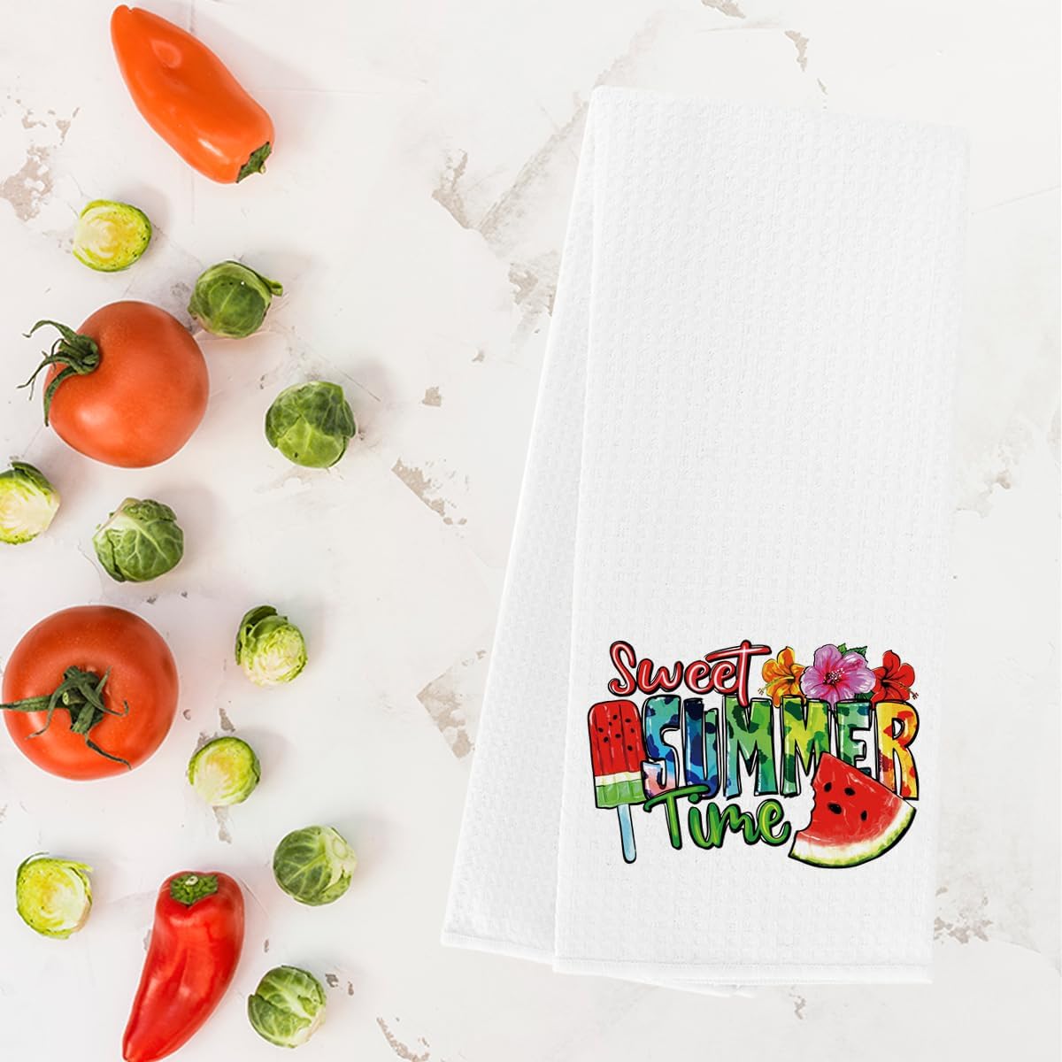 Hello Summer Kitchen Dish Towel Summer Watermelon Lover Gifts Tea Towel for Tea Room Toilet Bathroom Home Kitchen Decor Accessories BST220
