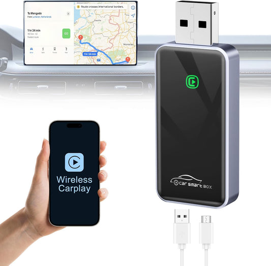 Wireless CarPlay Adapter for iPhone, HD Navigation Vehicle-Level Chip Stable Connect, Bluetooth CarPlay Plug & Play Convert Wired to Wireless CarPlay Adapter iOS 10+ & Cars from 2015+ WN420