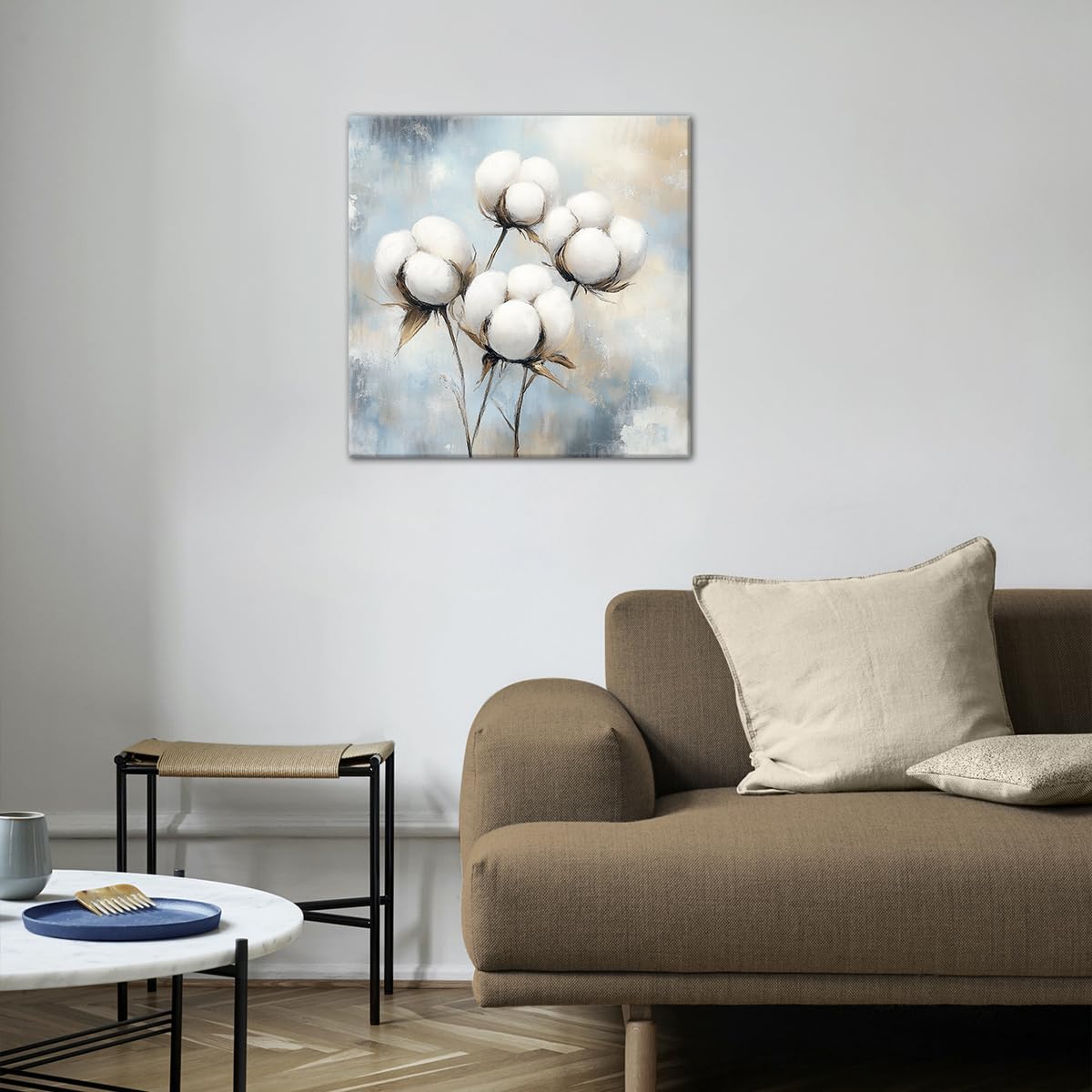 Cotton Canvas Wall Art Rustic Flower Pictures Wall Decor Country Farmhouse Floral Painting Prints Botanical Poster for Living Room Bedroom Bathroom Kitchen Decor Framed(Farm-2,12L x 12W) BST326H