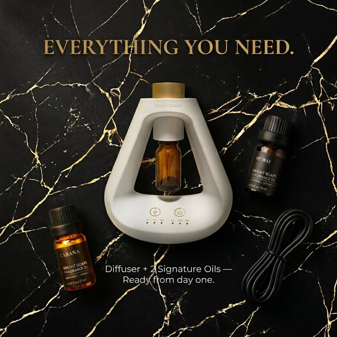 Apex Waterless Essential Oil Diffuser - Cold Air Nebulizing Aromatherapy Diffuser for Home & Office | No Water, No Heat, No Residue | 9 Precision Scent Settings | Pristine White BST220