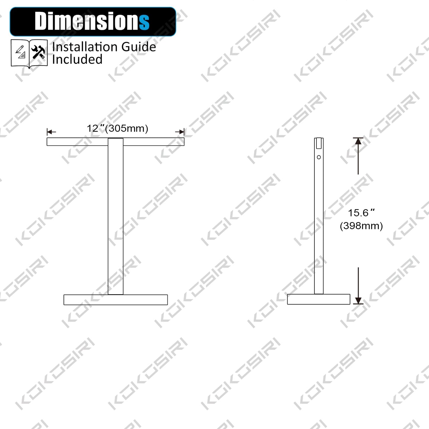 KOKOSIRI Hand Towel Holder Black Stand Towel Rack with Marble Base for Bathroom Kitchen Vanity Countertop, Stainless Steel 15.7'' Height THS0002-SM-BK BST202