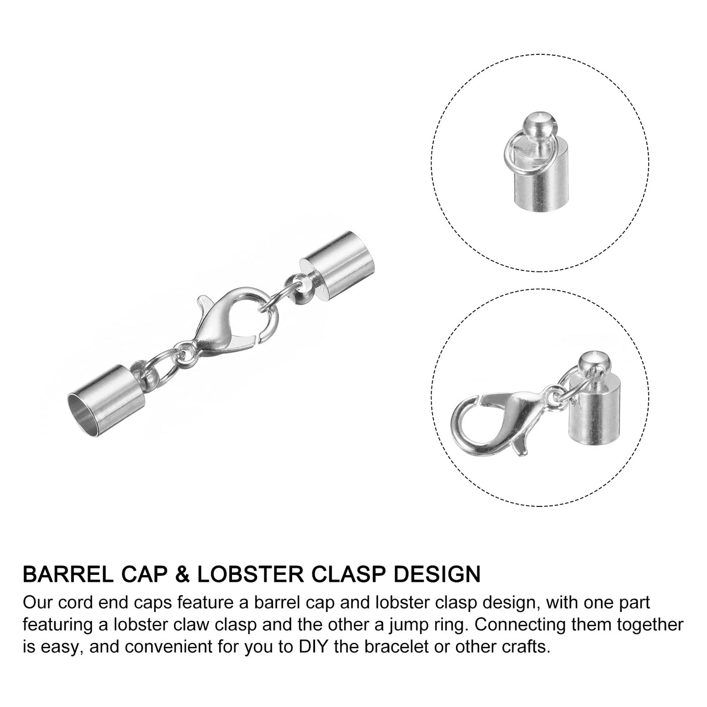 uxcell 20Sets Leather Cord End Caps with Lobster Claw Clasps Fit 4.5mm Cords, Barrel Terminators for DIY Making Leather Bracelets, Bronze Tone BST326L