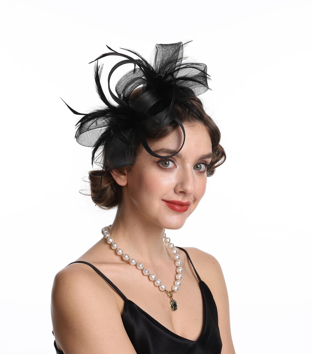 SAFERIN Fascinators Hat Flower Mesh Ribbons Feathers on a Headband and a Clip Tea Party Headwear for Girls and Women WN420