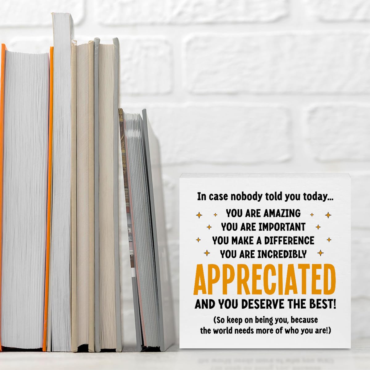 Inspirational Motivational Gifts Employee Appreciation Gifts Wood Box Sign | Daily Affirmations for Women, Little Reminders You are Enough Wooden Box Desk Decorative Sign for Office Desk Table Shelf BST202