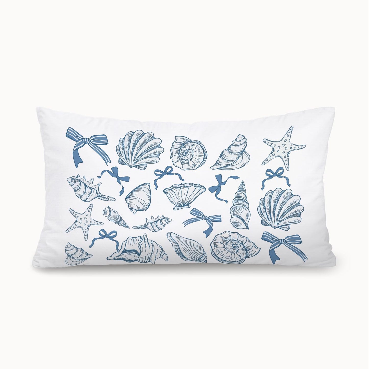 Coastal Beach Girly Room Decor 12x20 Pillow Cover, Preppy Beach Navy Blue Bikini Striped Decorative Lumbar Pillow Covers for Girls Bedroom College Dorm Sofa Couch BST326L