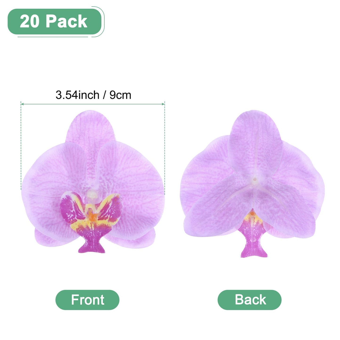 M METERXITY 20-Pack Artificial Orchid Flower Heads, Silk Faux Butterfly Flowers Head for Wedding/Bouquet/Bridal/Party Decor, Fake Phalaenopsis Petals Bulk [2.76 Inch, Dark Purple] BST220