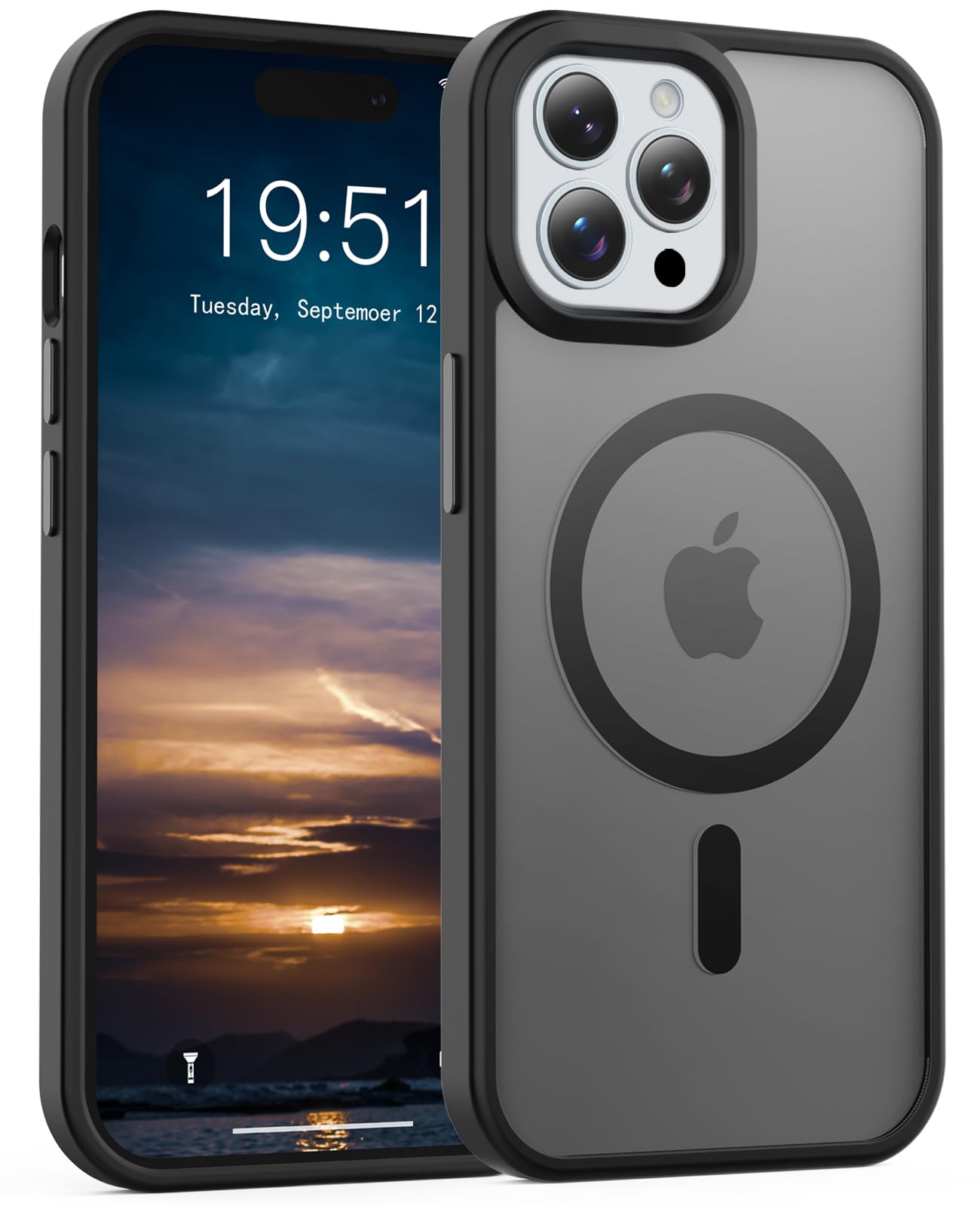 for iPhone 17 Pro Max Case Clear with Screen Protector, Compatible with Magsafe, Anti-Yellowing, Military-Grade Protection, Shockproof Slim Magnetic Phone Case Cover, Black WN420
