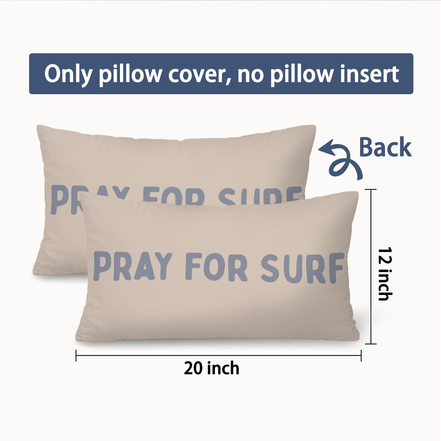 Coastal Beach Girly Room Decor 12x20 Pillow Cover, Preppy Beach Navy Blue Bikini Striped Decorative Lumbar Pillow Covers for Girls Bedroom College Dorm Sofa Couch BST326L
