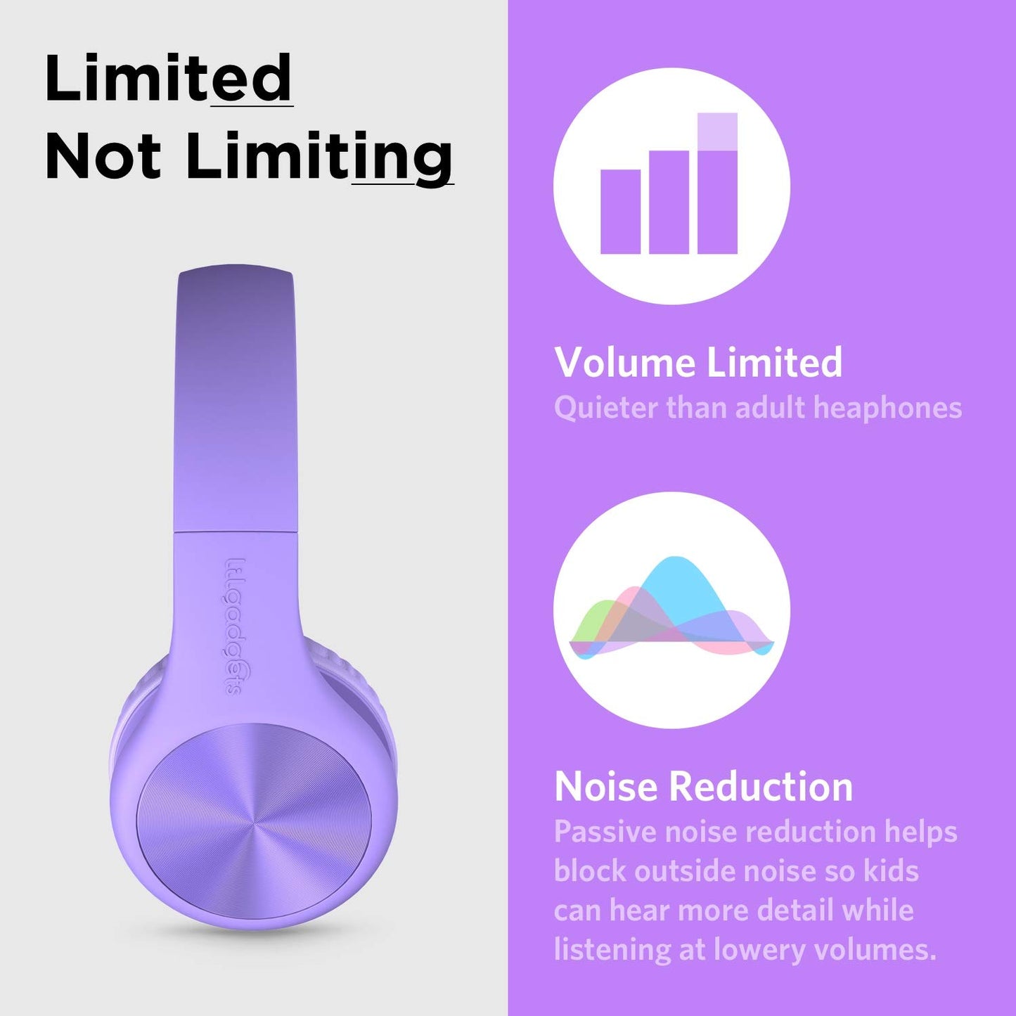 LilGadgets Connect+ Pro Wired Kids Headphones for School with Microphone, Volume Limiting Over-Ear Headset with Cord, SharePort Technology & SoftTouch Padding, Blue