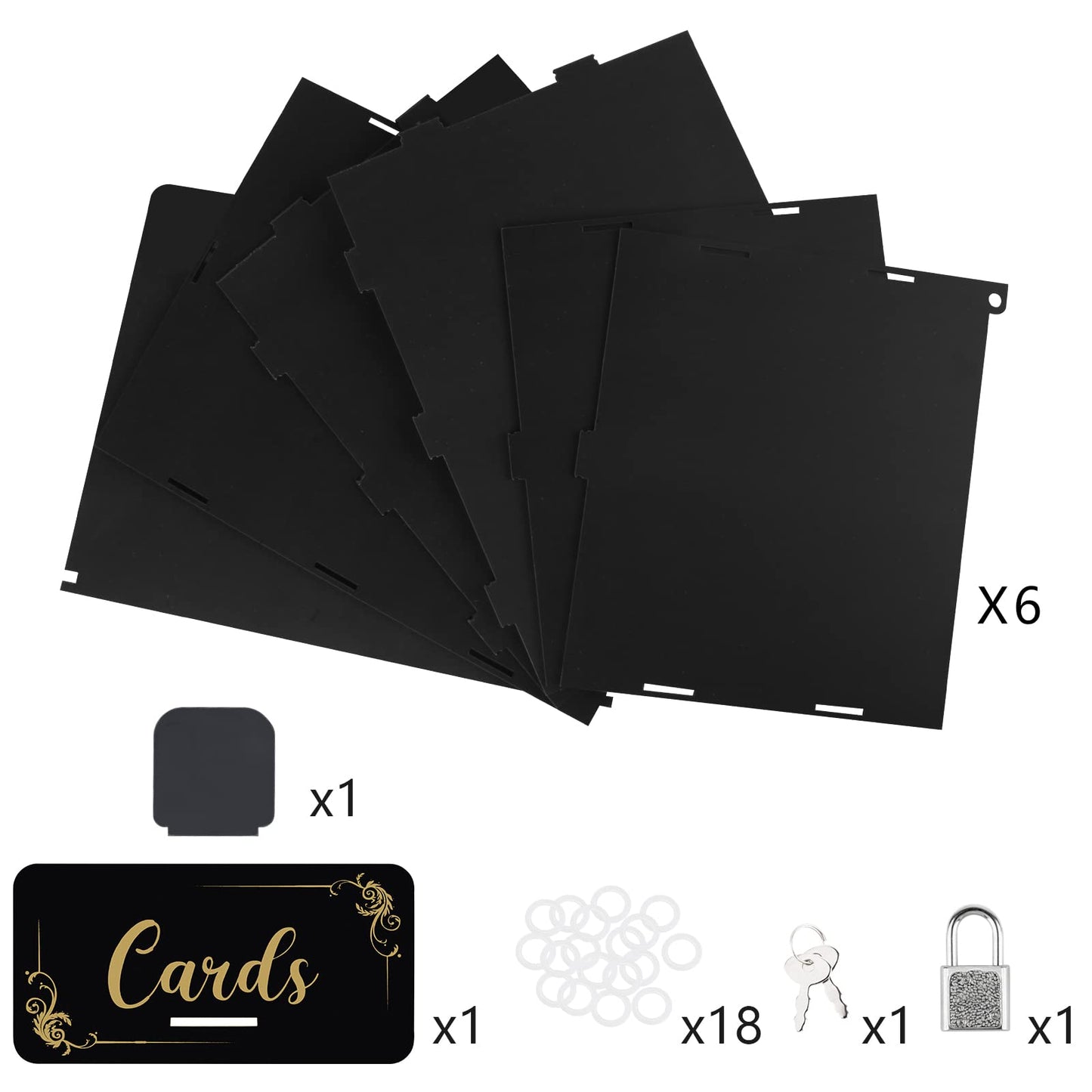 Fowecelt Acrylic Wedding Card Box with Lock Black Card Box DIY Large Rustic Card Box for Wedding Reception Bridal Shower Birthday Baby Shower Party Graduation Decorations (10x10x10 Inch) BST326H