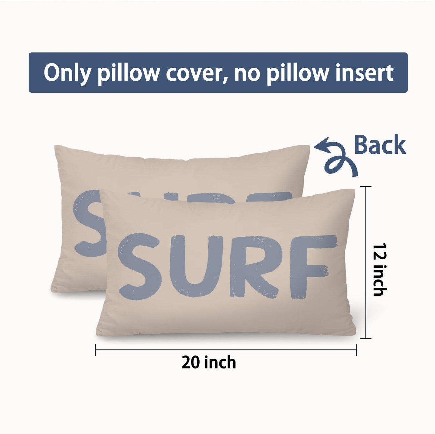 Coastal Beach Girly Room Decor 12x20 Pillow Cover, Preppy Beach Navy Blue Bikini Striped Decorative Lumbar Pillow Covers for Girls Bedroom College Dorm Sofa Couch BST326L