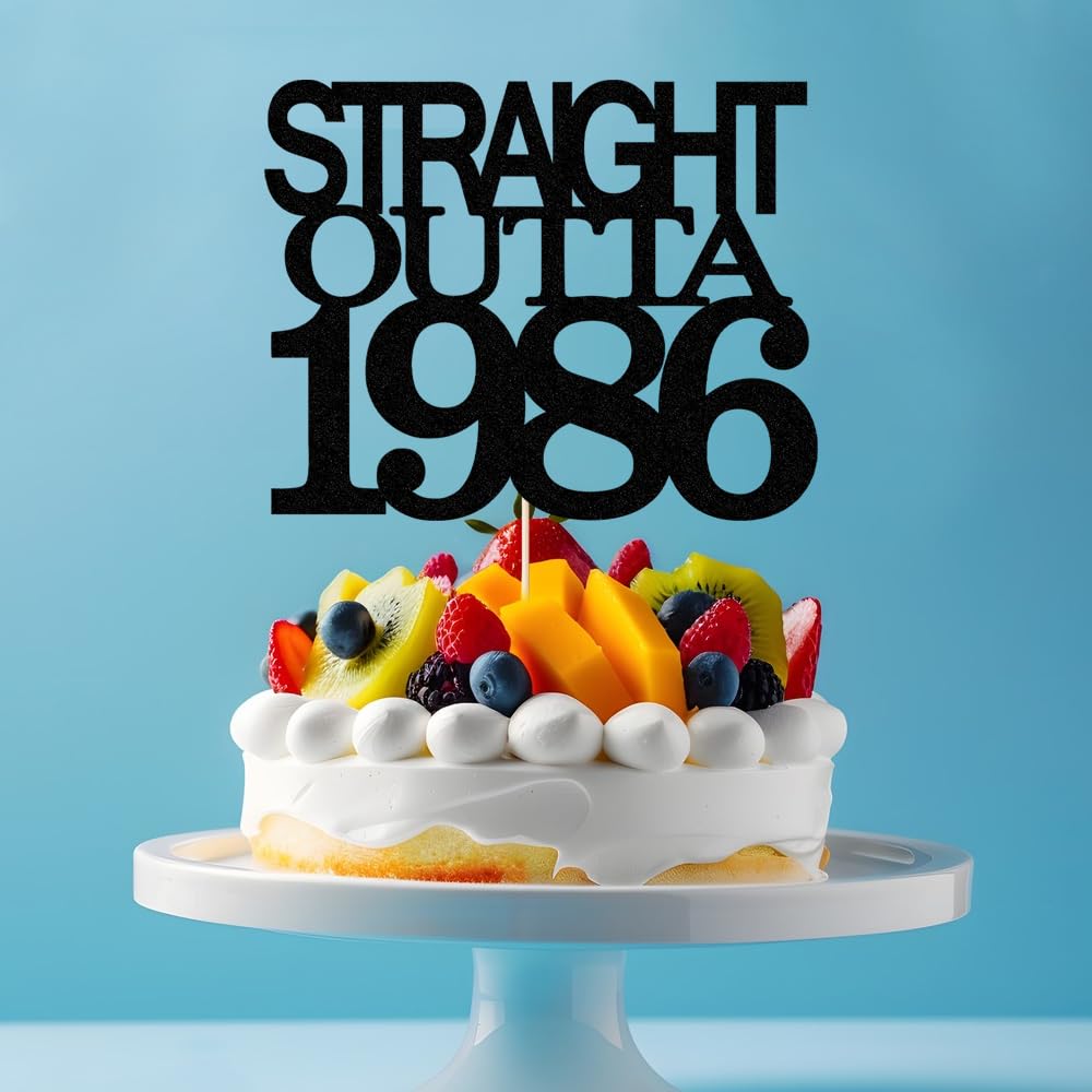 Black Glitter Straight Outta 1961 Cake Topper,Hello 65,Funny 65th | Birthday Cake Topper,65 Fabulous,Cheer to 65 Years,Men and Women 65th Birthday/Wedding/Anniversary Party Decorations BST202