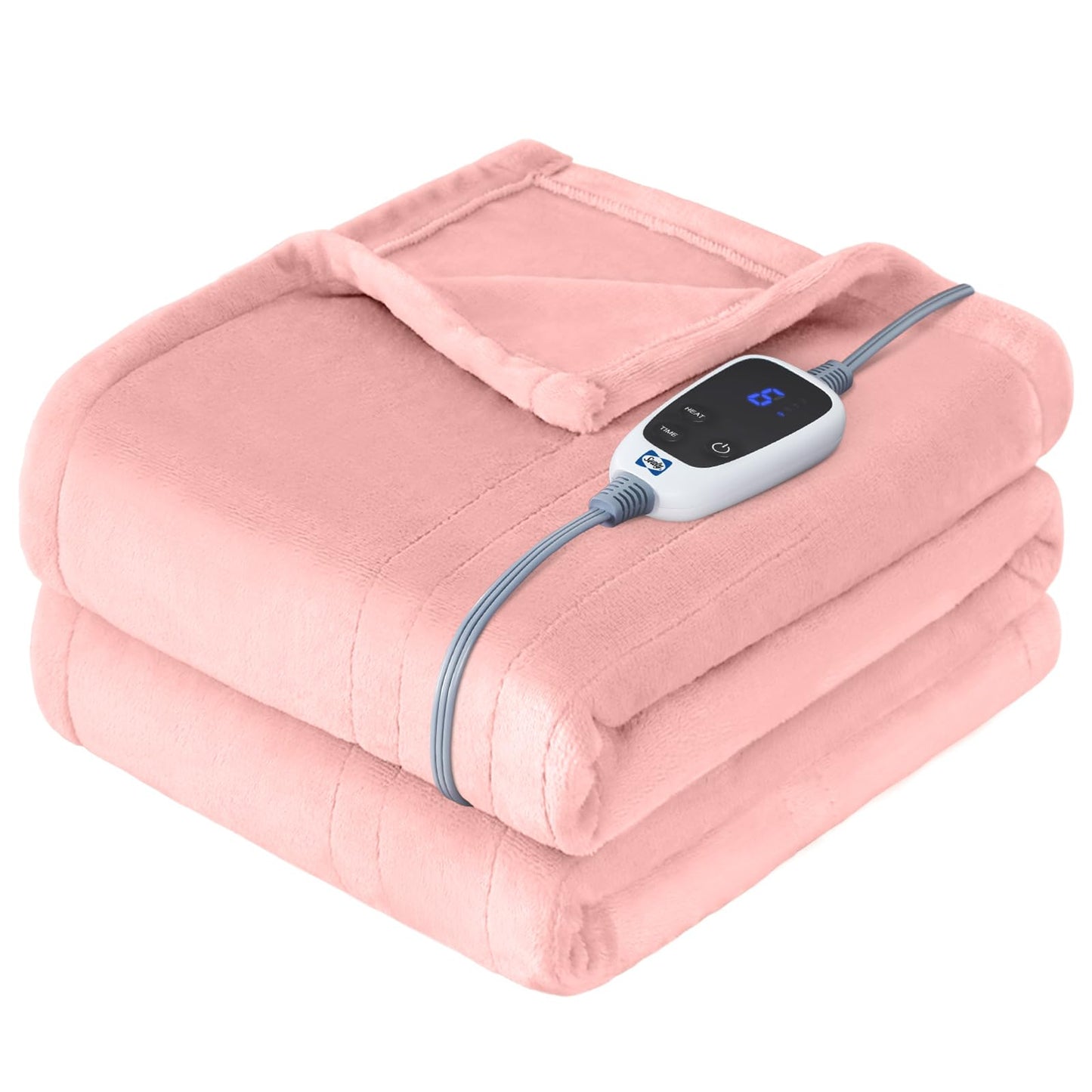 Sealy Heated Electric Blanket Queen Size, Flannel Electric Blanket with 10 Heating Levels & 1-12 Hours Auto Shut Off, Fast Heating Warming Blanket, Machine Washable, Grey, 84 x 90 Inch