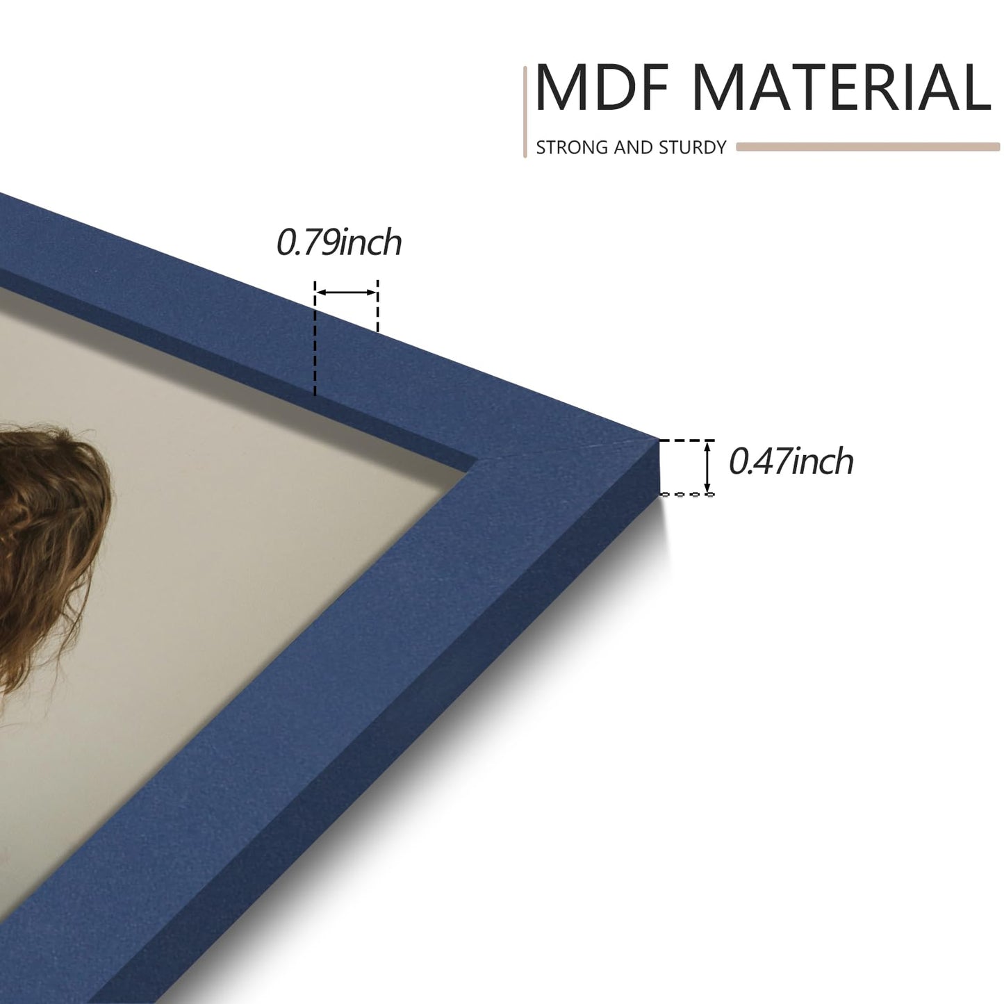 YESKAY 8x10 Picture Frame Set of 9, Display Pictures 5x7 with Mat or 8 x 10 Without Mat, Multi Photo Frames for Wall Mounting or Table Top Display, Blue BST326H