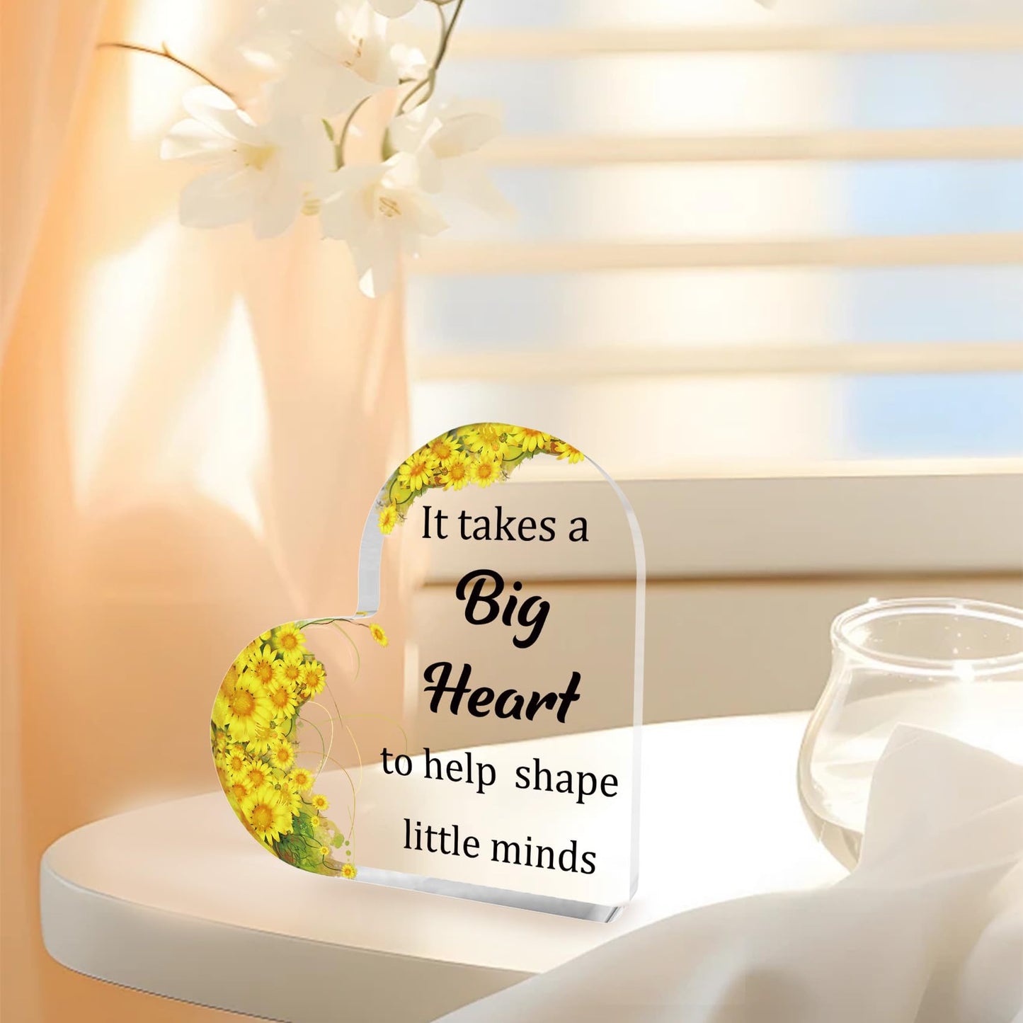 Teacher Appreciation Gifts End of Year Thank You Christmas Retirement Back to School Graduation Halloween Thanksgiving Teacher Gifts for Women Acrylic Plaque Decor with Sunflower for Teachers BST326L