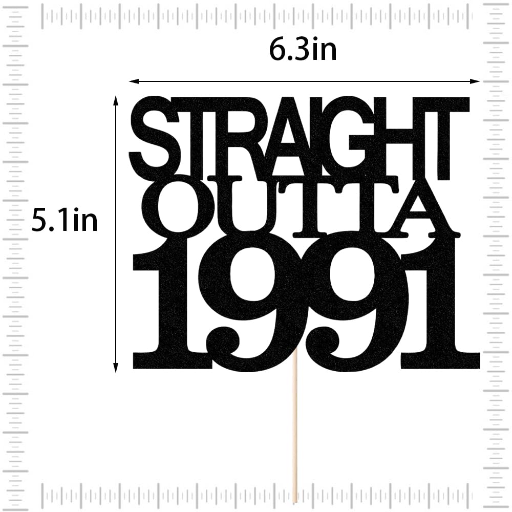 Black Glitter Straight Outta 1961 Cake Topper,Hello 65,Funny 65th | Birthday Cake Topper,65 Fabulous,Cheer to 65 Years,Men and Women 65th Birthday/Wedding/Anniversary Party Decorations BST202