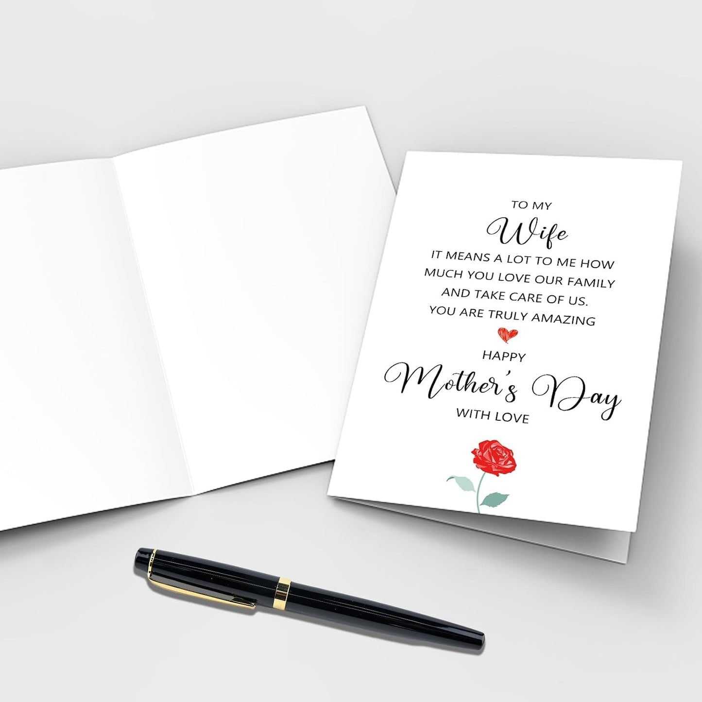 Qiliji Mother's Day Card for Wife, Wife Mothers Day Card from Husband, Happy Mother's Day Card to My Amazing Wife, It Means A Lot To Me How Much You Love Our Family And Take Care Of Us WN420