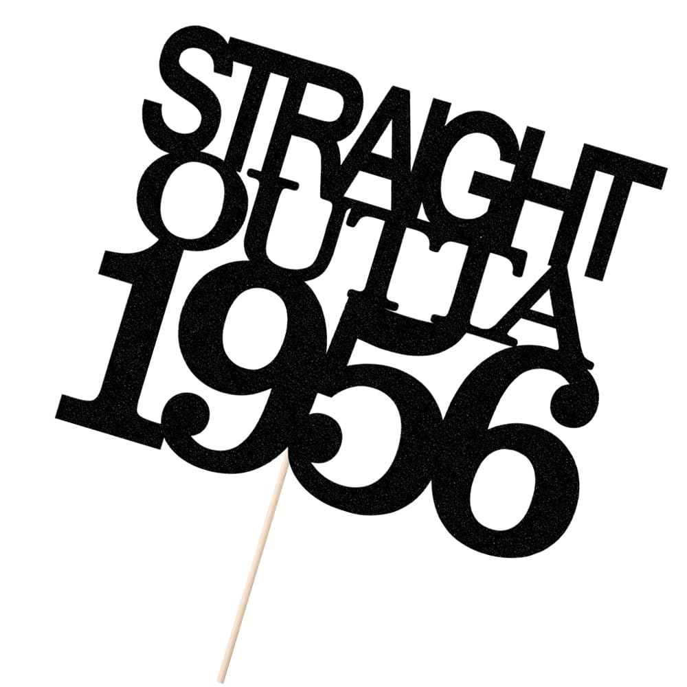 Black Glitter Straight Outta 1961 Cake Topper,Hello 65,Funny 65th | Birthday Cake Topper,65 Fabulous,Cheer to 65 Years,Men and Women 65th Birthday/Wedding/Anniversary Party Decorations BST202