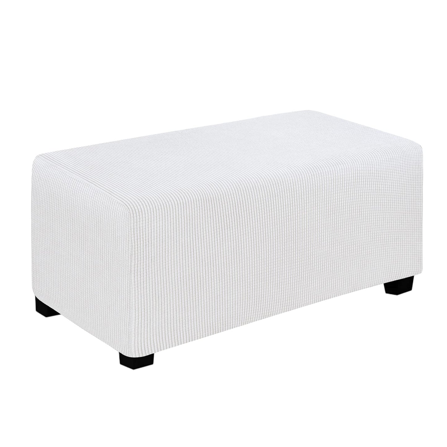 Easy-Going Stretch Square Ottoman Cover 15x15x15inch Dark Blue | Folding Storage Footstool cover Furniture Protector Soft Rectangle slipcover with Elastic Bottom BST202