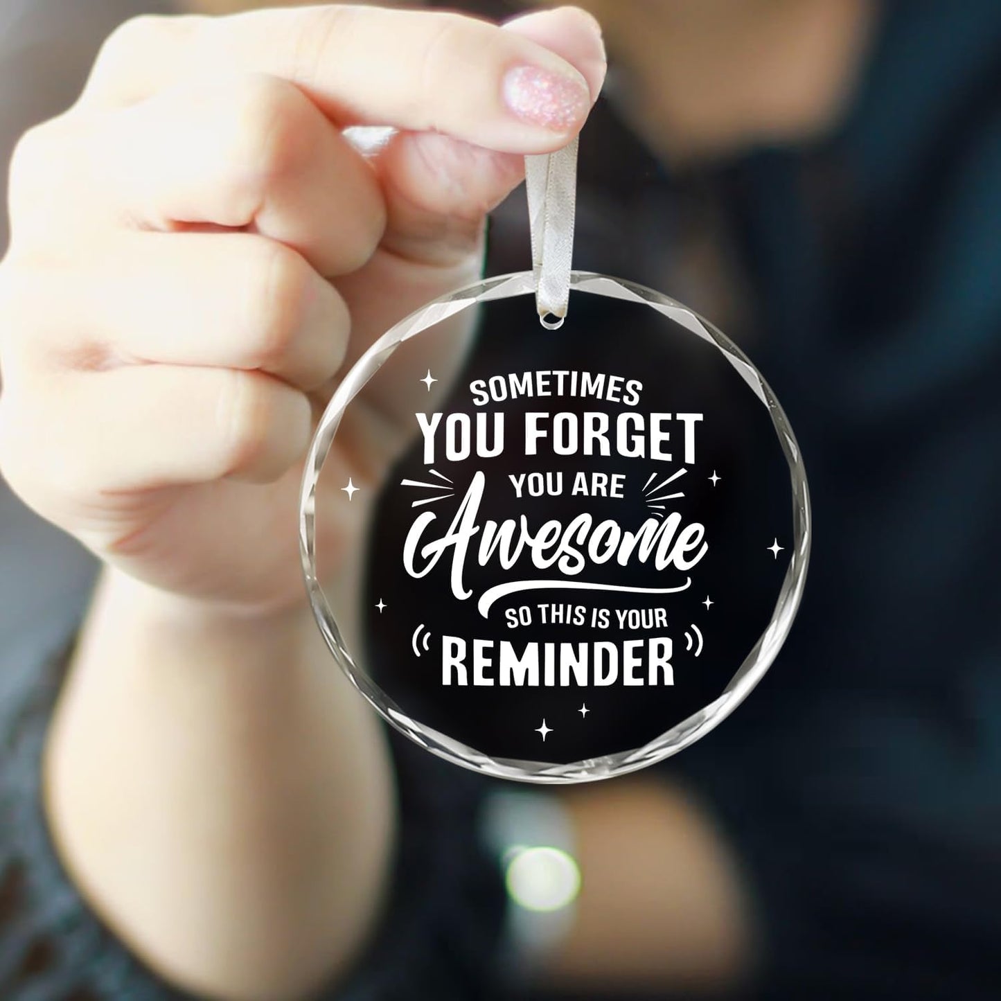NewEleven Gifts for Her - Inspirational Ornaments - Thank You Gift, Appreciation Present for Men, Nurse, Teacher, Boss, Coworker - Christmas Tree Decoration Glass Ornament WN420