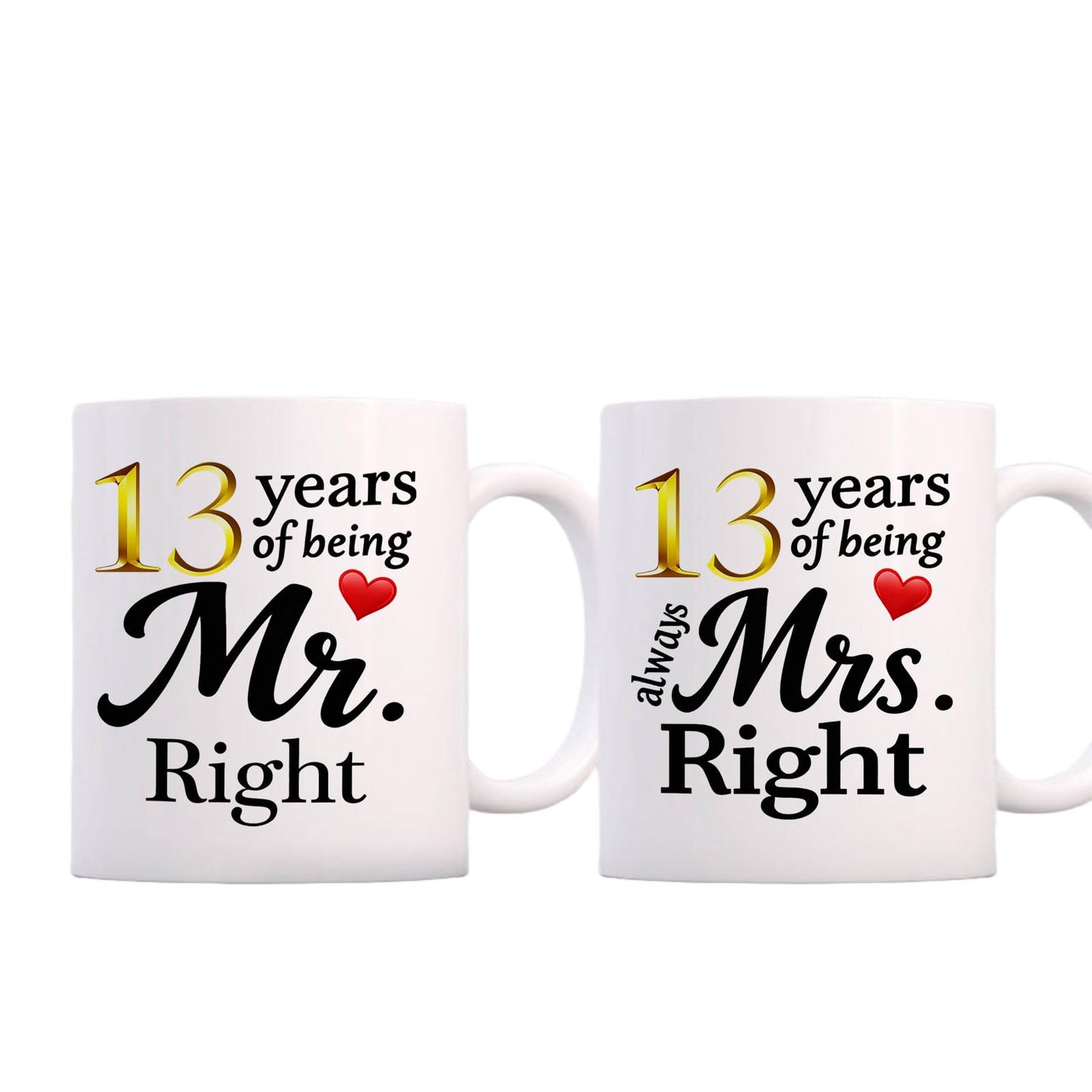 10 Year Anniversary For Couple Coffee Mugs Set of 2-10th Wedding Gifts Decorations for Parents Grandparents Husband Wife Him Her 11oz (10th) BST220