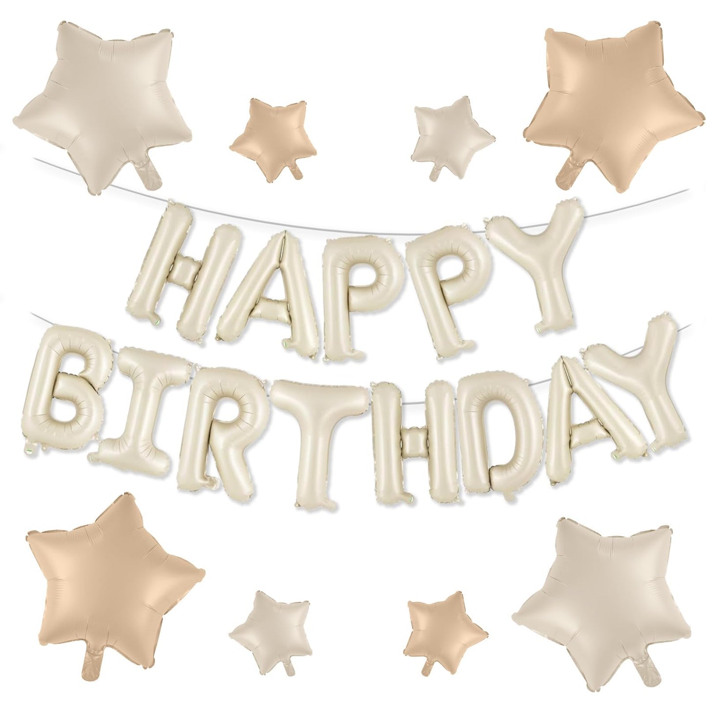 Happy Birthday Balloons Banner, Rainbow Happy Birthday Foil Balloons 16 Inch Foil Letter Balloon with 8 Pcs Gradient Blue Pink Star Balloon for Women Men Boys Girls Birthday Party Decoration WN420