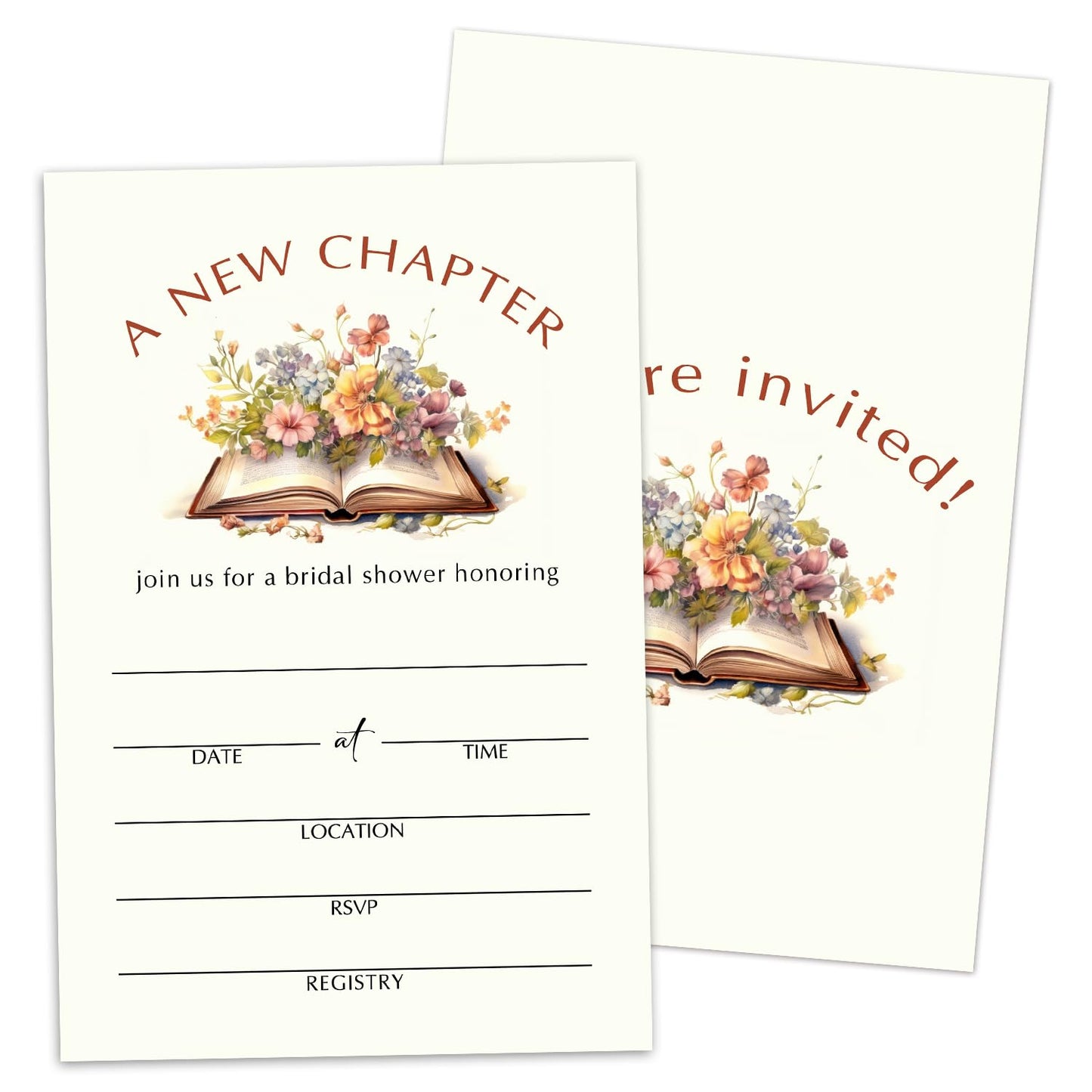 50 Years Anniversary Bridal Shower Invitations Cards, Set of 25 Gold Foil Floral Fill in Style 50th Year Wedding Invites Cards with Envelopes for Couples Marriage Party Supplies-T05 WN420