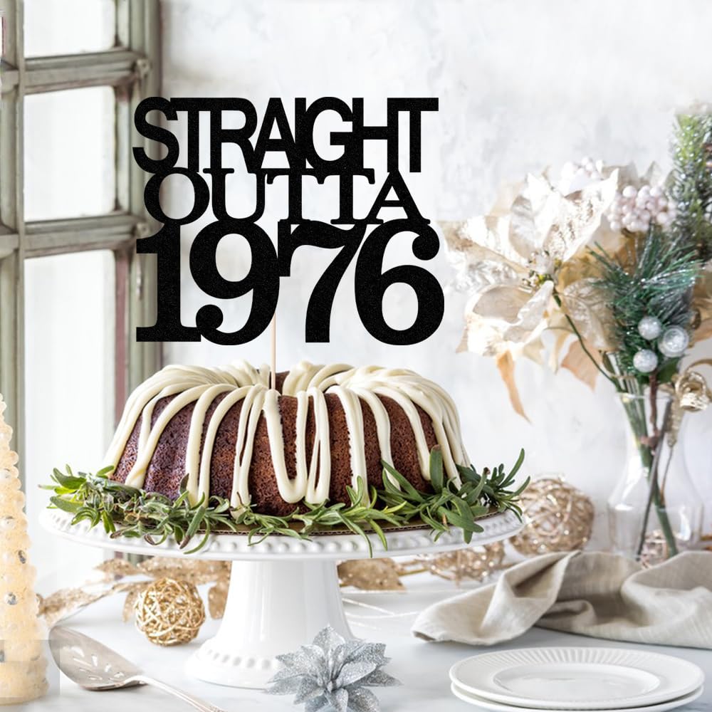 Black Glitter Straight Outta 1961 Cake Topper,Hello 65,Funny 65th | Birthday Cake Topper,65 Fabulous,Cheer to 65 Years,Men and Women 65th Birthday/Wedding/Anniversary Party Decorations BST202