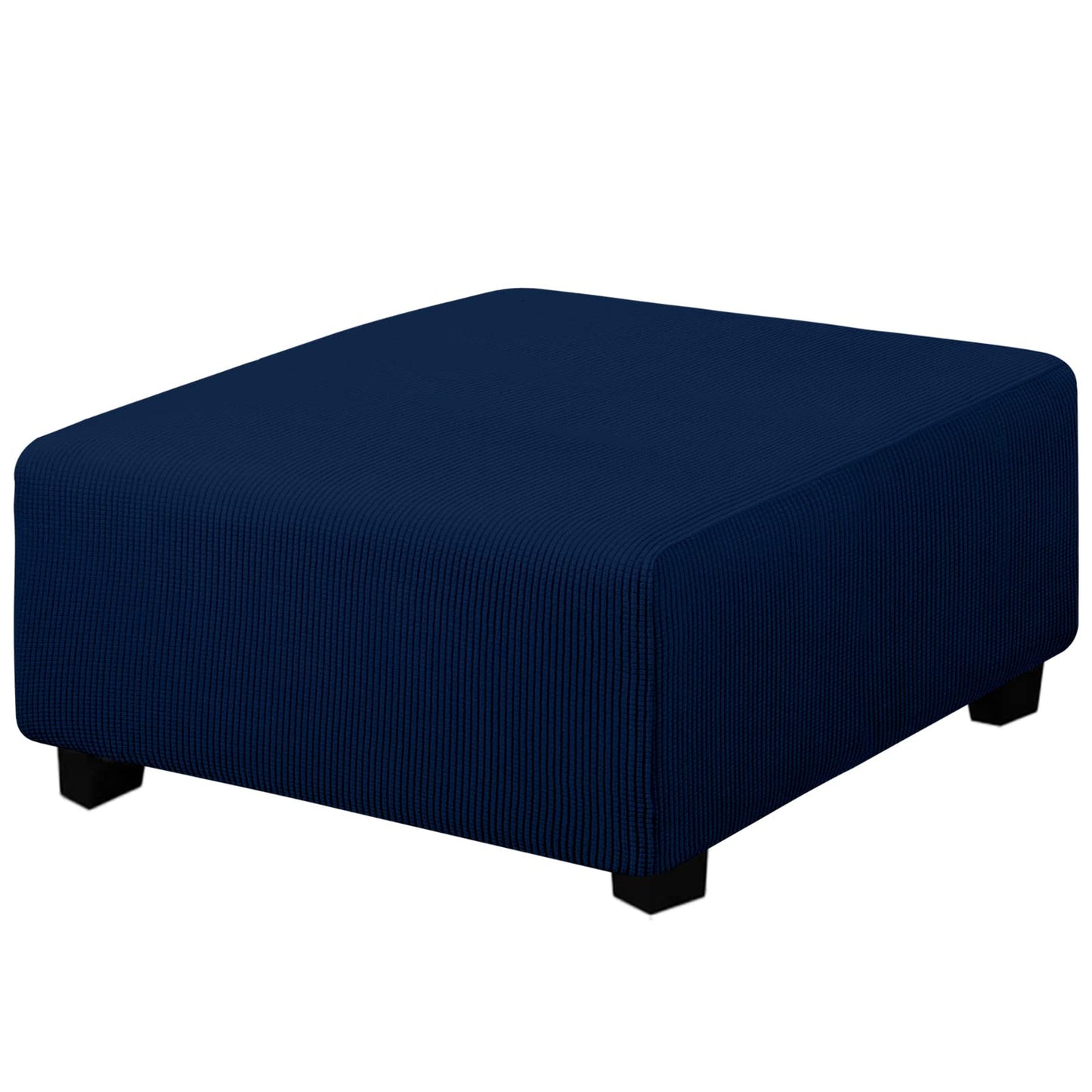 Easy-Going Stretch Square Ottoman Cover 15x15x15inch Dark Blue | Folding Storage Footstool cover Furniture Protector Soft Rectangle slipcover with Elastic Bottom BST202