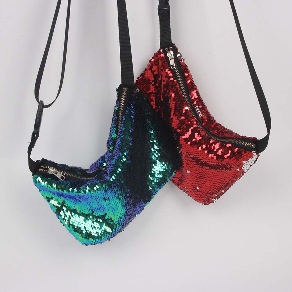 YEKEYI Reversible Mermaid Sparkling Sequins Glitter Belt Waist Bag Handbag Wallet Purse Case Cosmetic Makeup Bag Waist BST220