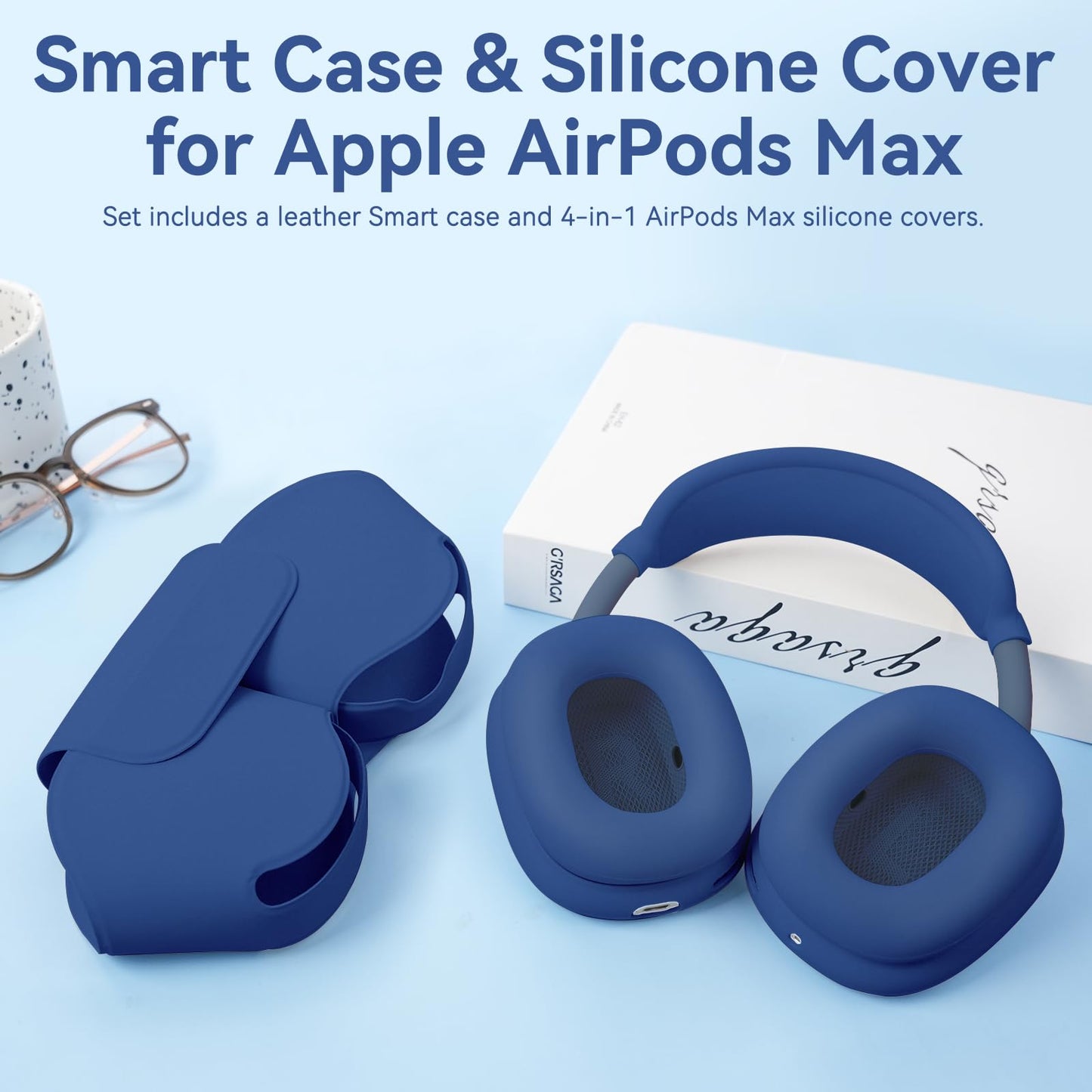 Case for Airpods Max Headphones, Ear Pad Case Cover/Ear Cups Cover/Headband Cover for AirPods Max 2 & 1 (USB-C/Lightning) (2026/2024/2020), Silicone for Apple Airpod Max 2,Accessories Cases,Deep Green WN420