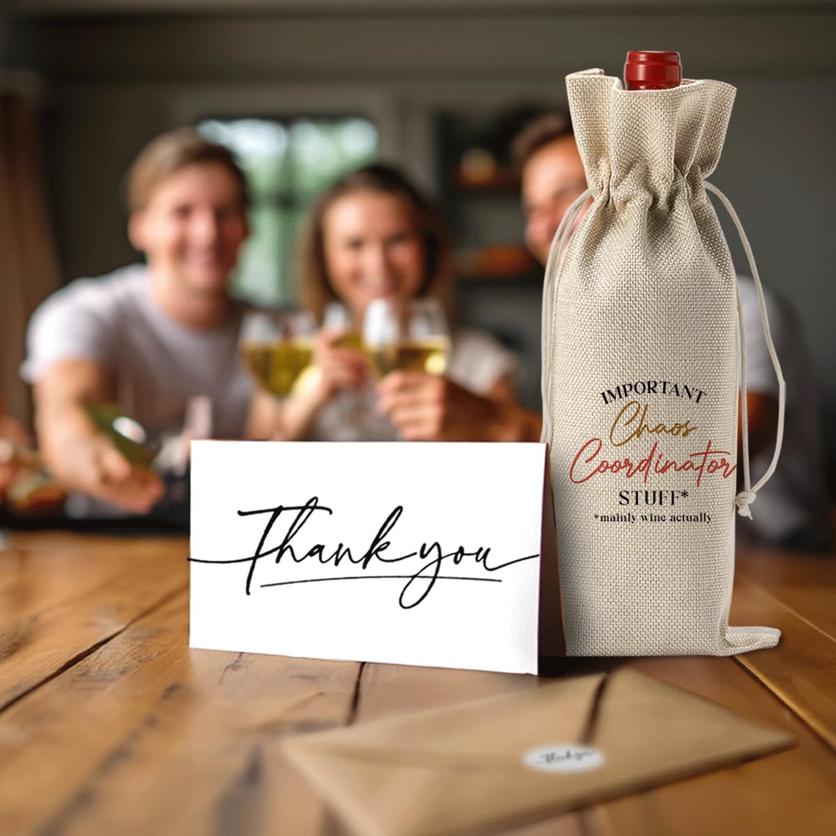Teacher Appreciation Wine Bag With Thank You Card - Cool Christmas Birthday Gifts for Women Men - Important Teacher Stuff BST202