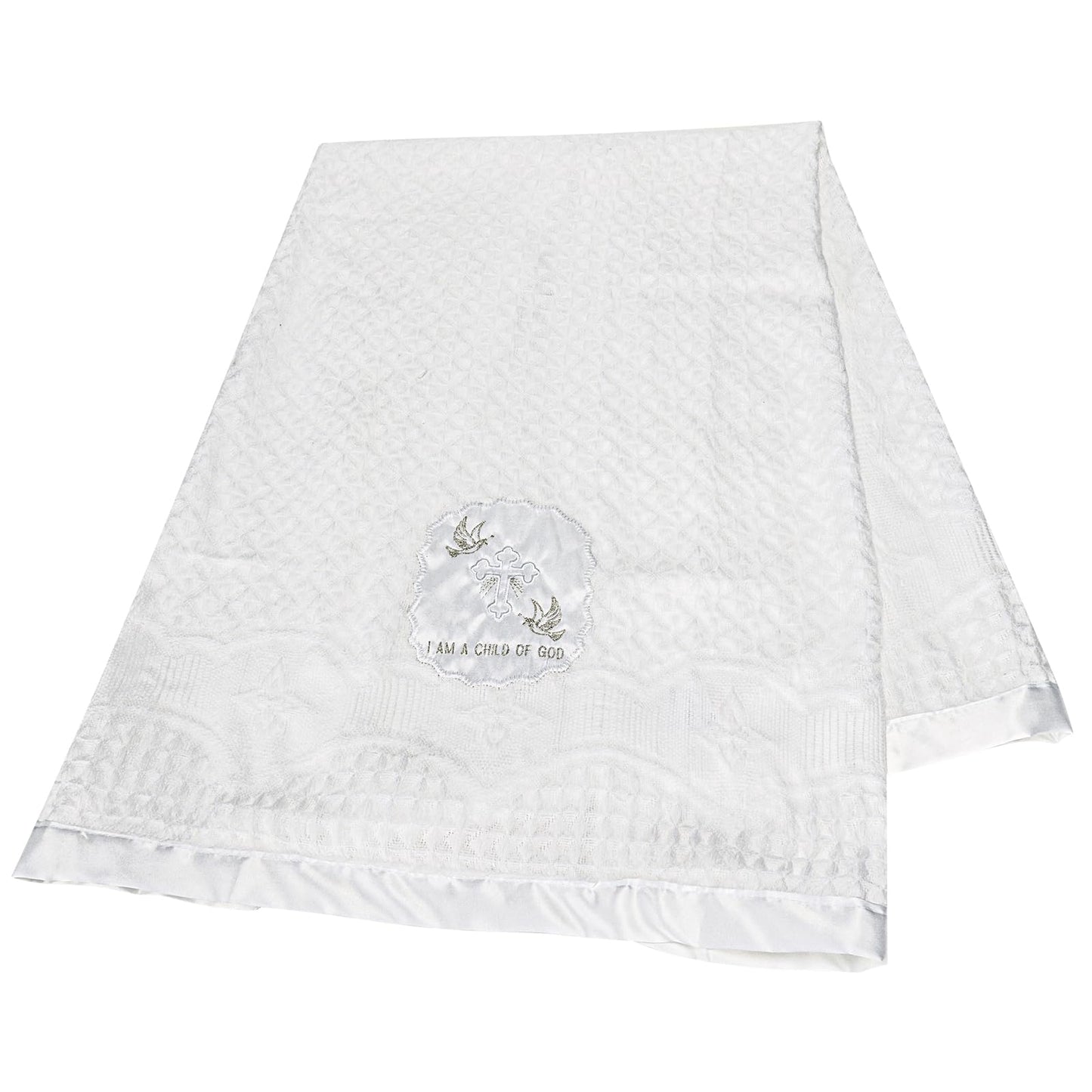 Baby Blanket White Baptism Gifts for Girl Boys First Communion Christening Christian Gifts for Kids White Soft Crochet Knitted Towel BST326H