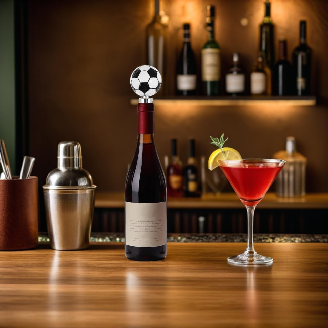 1 Ball Wine Stopper - Decorative Silicone And Alloy Bottle Sealer For Red Sparkling Drinks Novelty Sports Gift Preserver For Home Party Bar Decor BST202