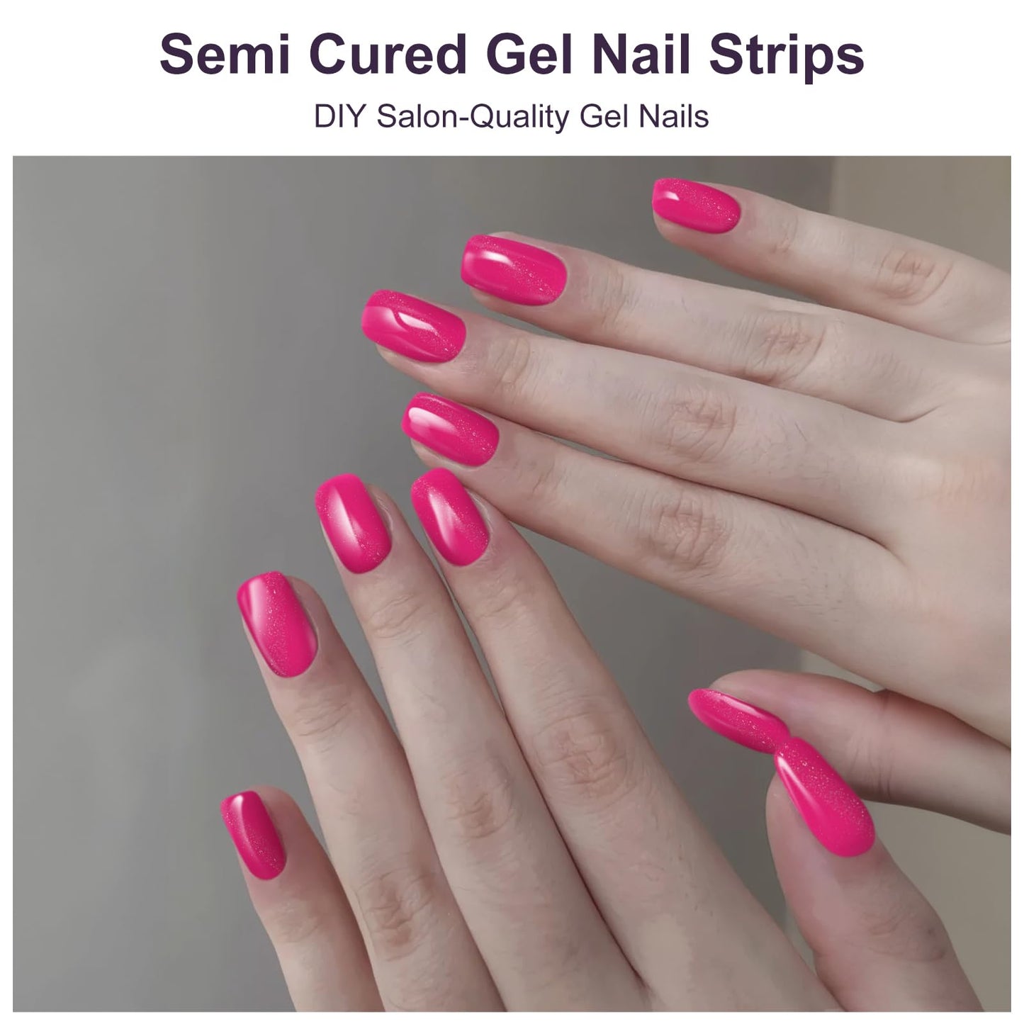 Semi Cured Gel Nail Strips, 56Pcs Nail Art Stickers/Wraps, Long Lasting UV Nail Polish Strips for Adults (Silver Rhinestones+French Tip Glitter) BST220