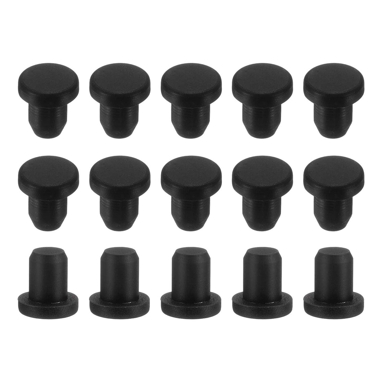 uxcell 15Pcs Silicone Hole Plug, Waterproof Solid T-Shaped Rubber Stoppers Bottle Seal Tube Pipe Plugs End Cap for 5.8mm/0.23" Hole for Bathtub Bottle, 0.31" Plug Height, Black BST326L