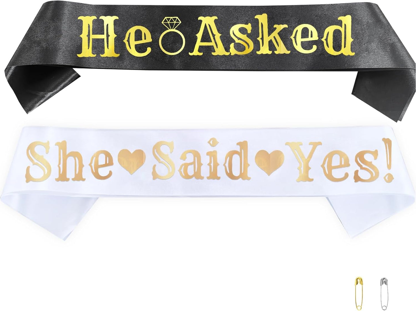 2 Pcs He Asked & She Said Yes Engagement Proposal Party Sashes Kit, Funny Bride to Be and Groom to Be Sash for Bachelorette Bridal Shower Wedding Party, Future Mrs Sash and Lucky Mr BST220