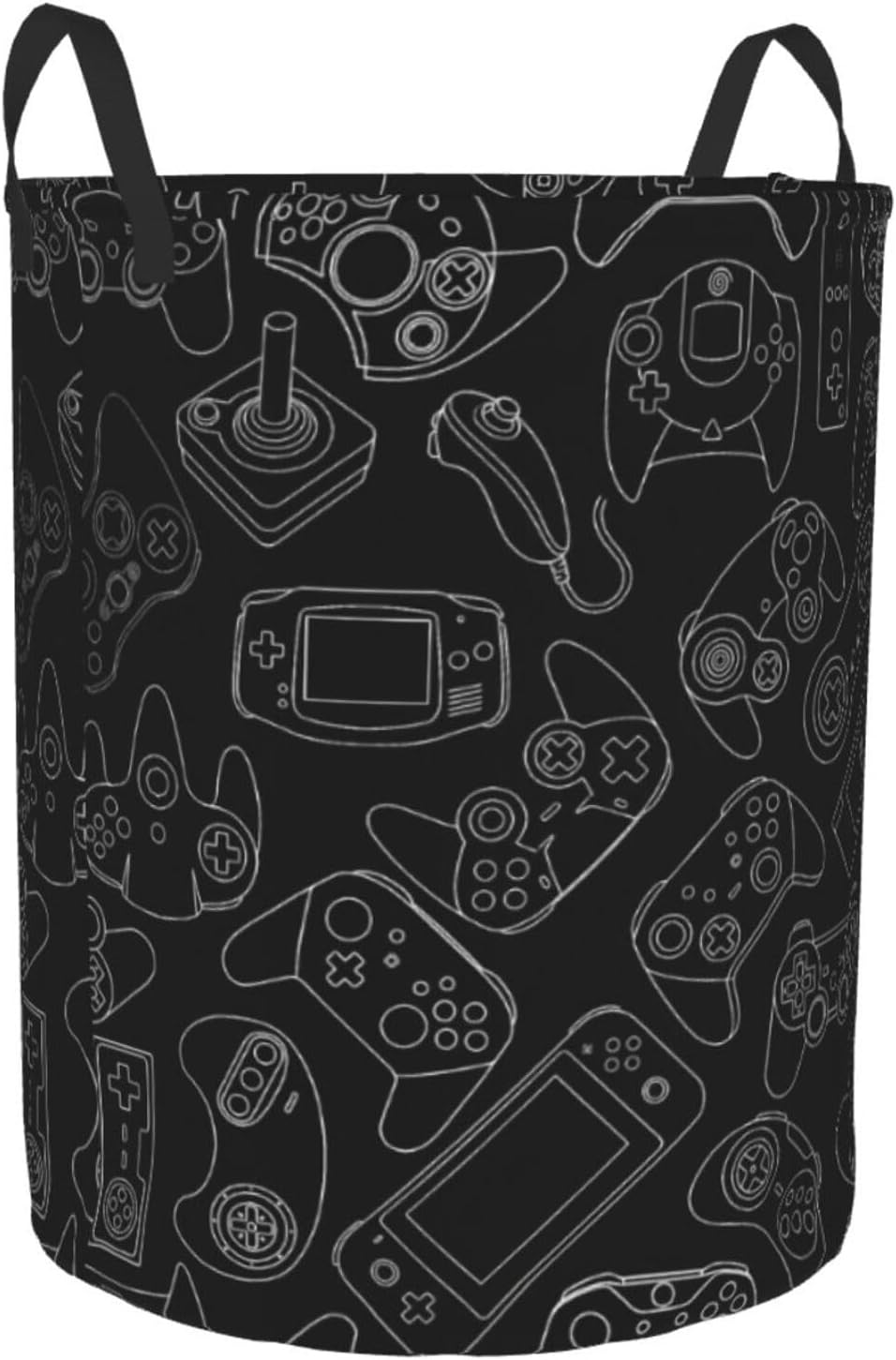38L Round Laundry Hamper Video Game Controller Background Storage Basket Waterproof Coating Gaming Gadgets Organizer Bin For Nursery Clothes Toys BST202