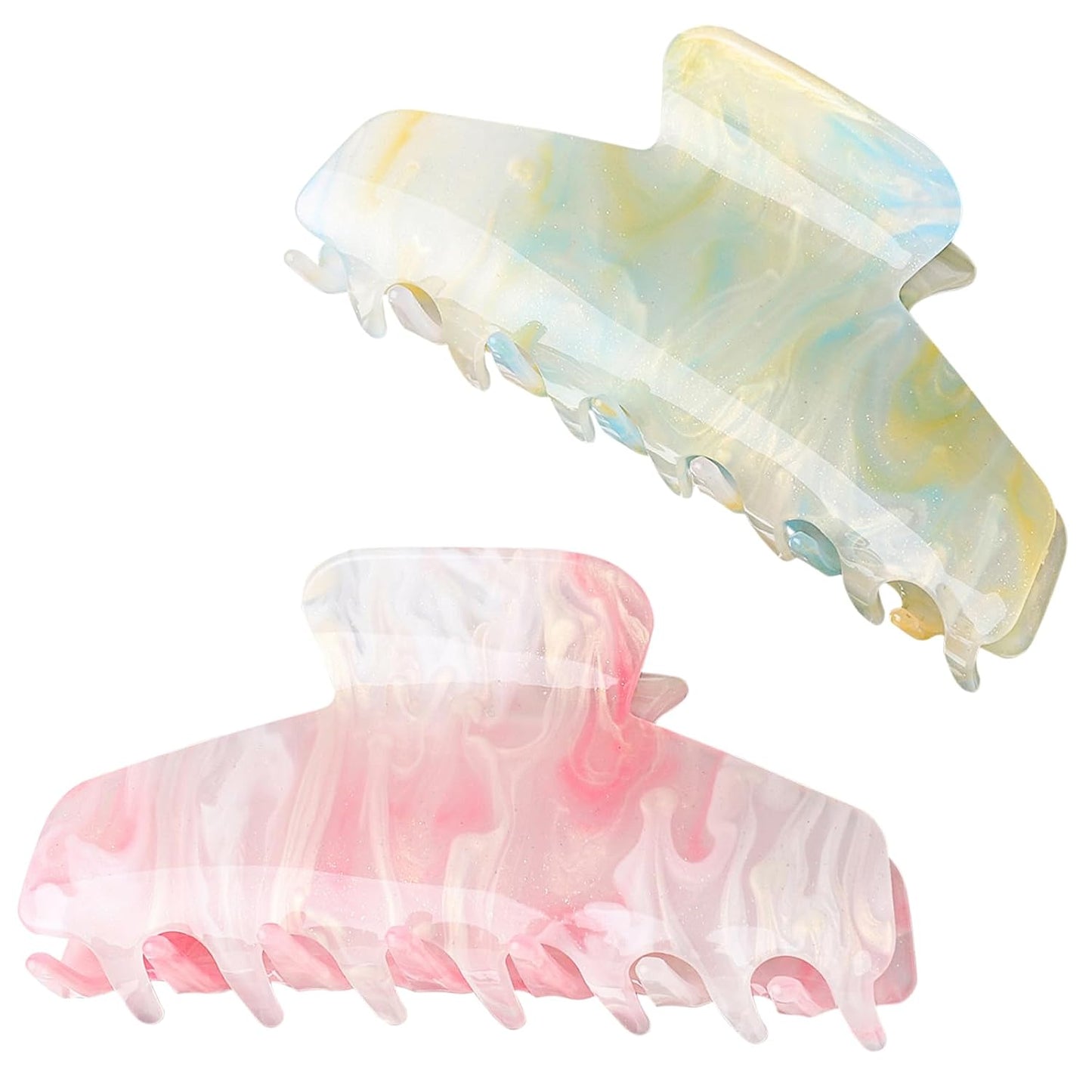2 Pack Large Acrylic Hair Claw Clips for Women - 4.3 Inch Strong Hold Nonslip Hair Clips Big Claw Barrettes for Thick Thin Hair, Cute Durable Jaw Clips for Women Girls WN420