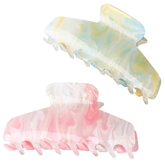 2 Pack Large Acrylic Hair Claw Clips for Women - 4.3 Inch Strong Hold Nonslip Hair Clips Big Claw Barrettes for Thick Thin Hair, Cute Durable Jaw Clips for Women Girls WN420