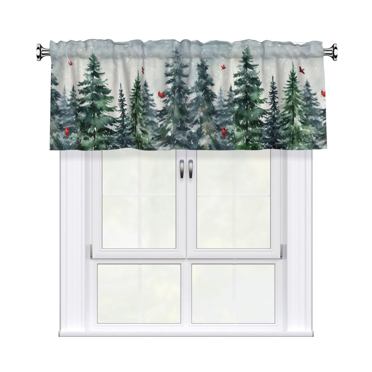 Patriotic Valance for Kitchen 2 Pack 54"x18" American Flag Curtains for Windows Red White Blue Stars 4th of July Independence Day Eucalyptus Leaf Window Treatment Rod Pocket Valance for Home Decor BST326L