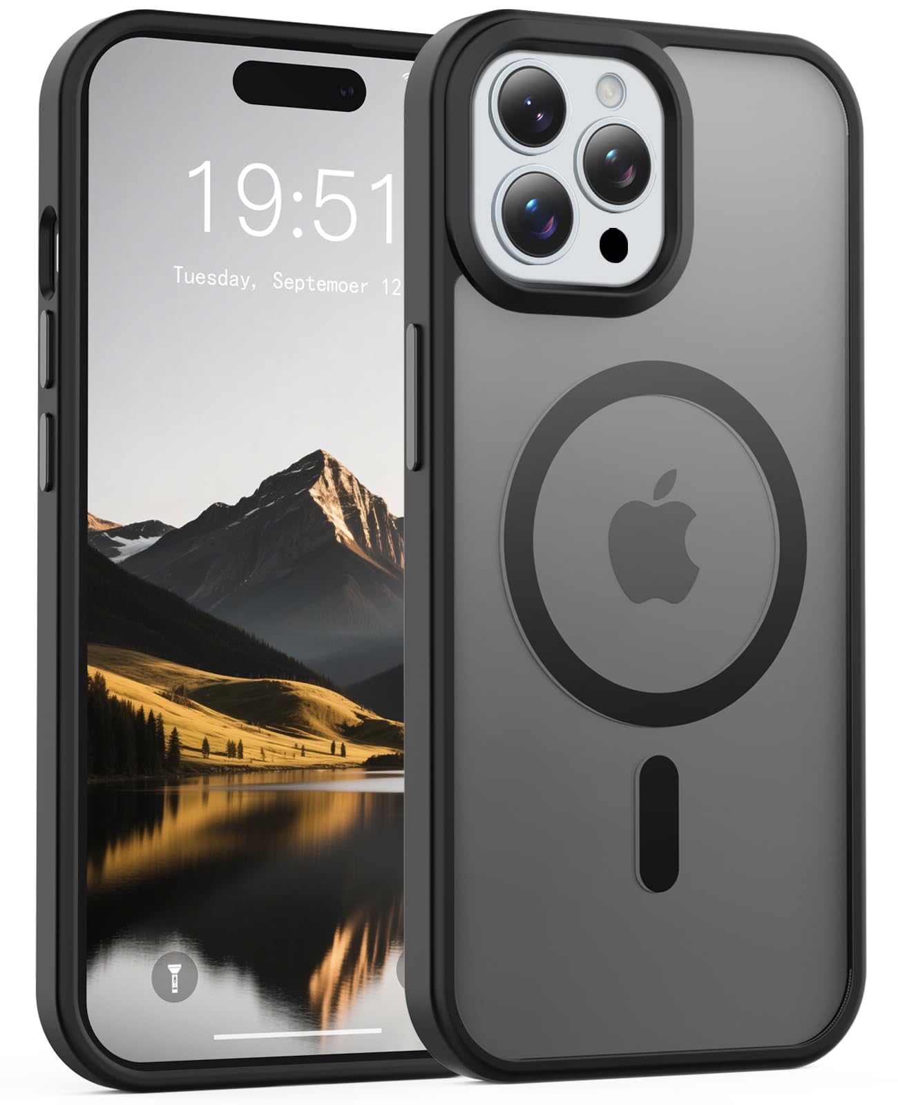 for iPhone 17 Pro Max Case Clear with Screen Protector, Compatible with Magsafe, Anti-Yellowing, Military-Grade Protection, Shockproof Slim Magnetic Phone Case Cover, Black WN420