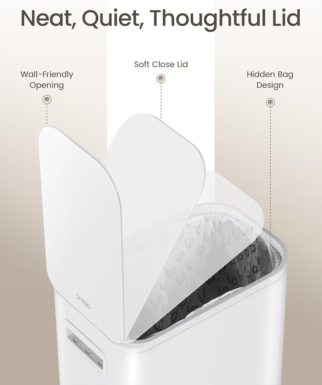 Cesun Small Bathroom Trash Can with Lid Soft Close, Step Pedal, 5 Liter / 1.3 Gallon Stainless Steel Garbage Can with Removable Inner Bucket, Waste Basket for Bathroom, Bedroom (White) DD1210