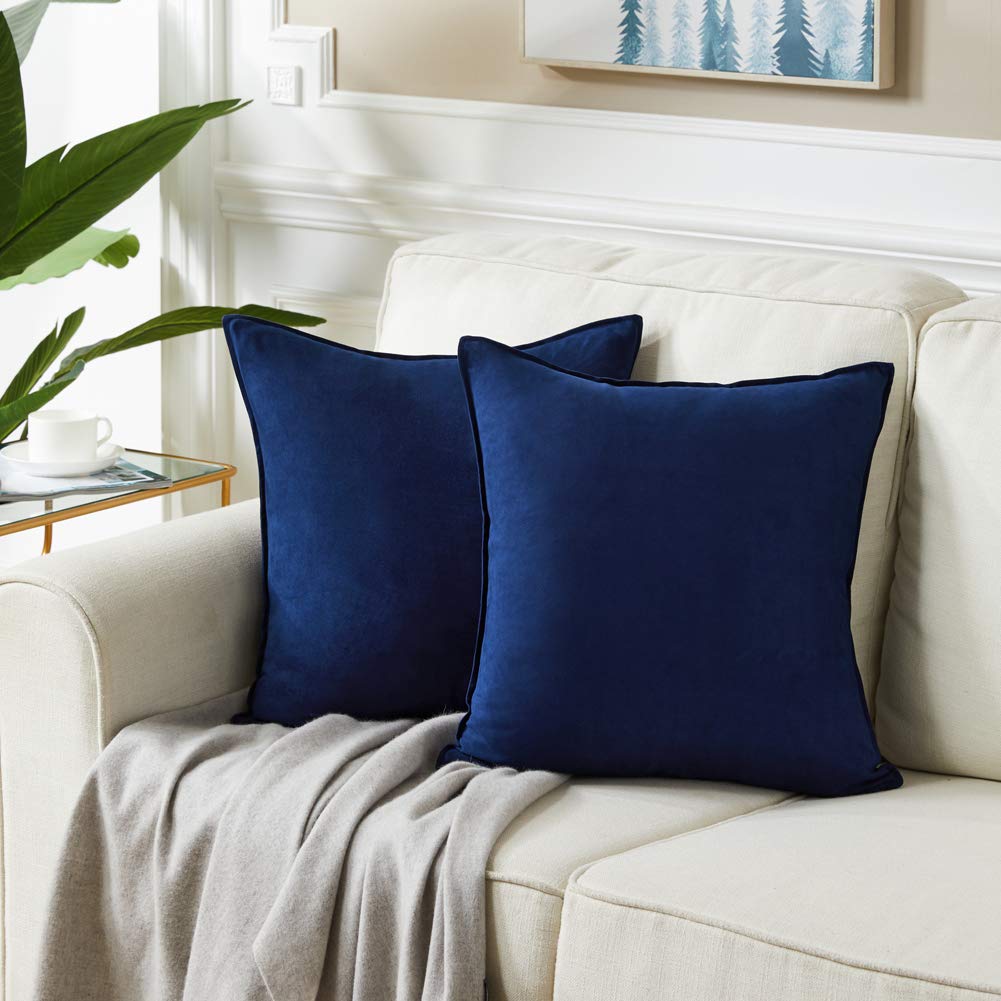 Fancy Homi 4 Packs Olive Green Decorative Throw Pillow Covers 18x18 inch, Super Soft Faux Suede Decor Square Pillow Covers 45x45 cm, Solid Cushion Cover for Couch Living Room Sofa Bedroom BST220