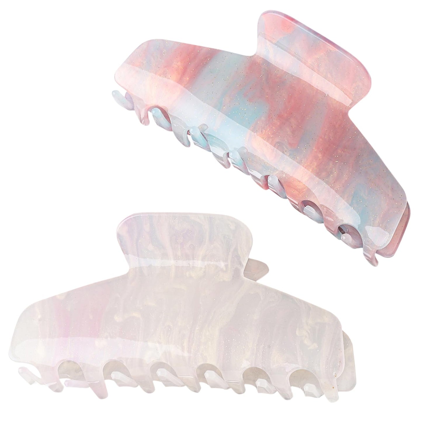 2 Pack Large Acrylic Hair Claw Clips for Women - 4.3 Inch Strong Hold Nonslip Hair Clips Big Claw Barrettes for Thick Thin Hair, Cute Durable Jaw Clips for Women Girls WN420