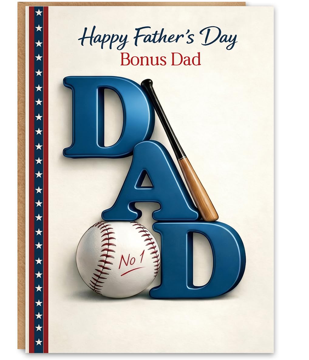 Funny Fathers Day Card for Dad, Fathers Day Gift from Daughter or Son, Blank Inside, with Kraft Envelope and Gold Seal Sticker BST220
