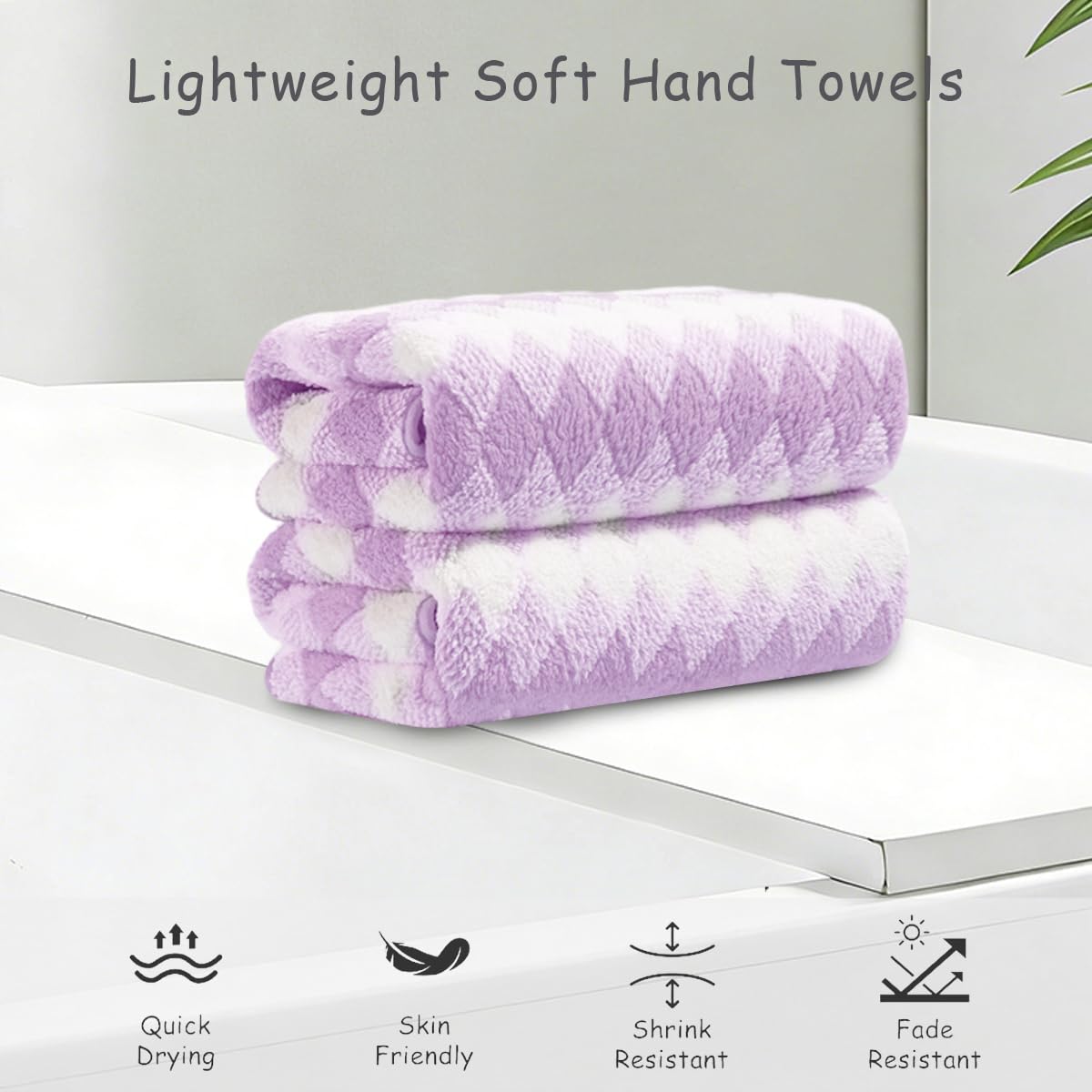 12 Pcs Light Gray Diamond Towel Set-4 Bath Towels,4 Hand Towels,4 Washcloths Soft Polyester Towels with Loop Absorbent Shower Towel Quick Dry Beach Chair Towel Family Towels for Bathroom Spa Gym Pool BST220
