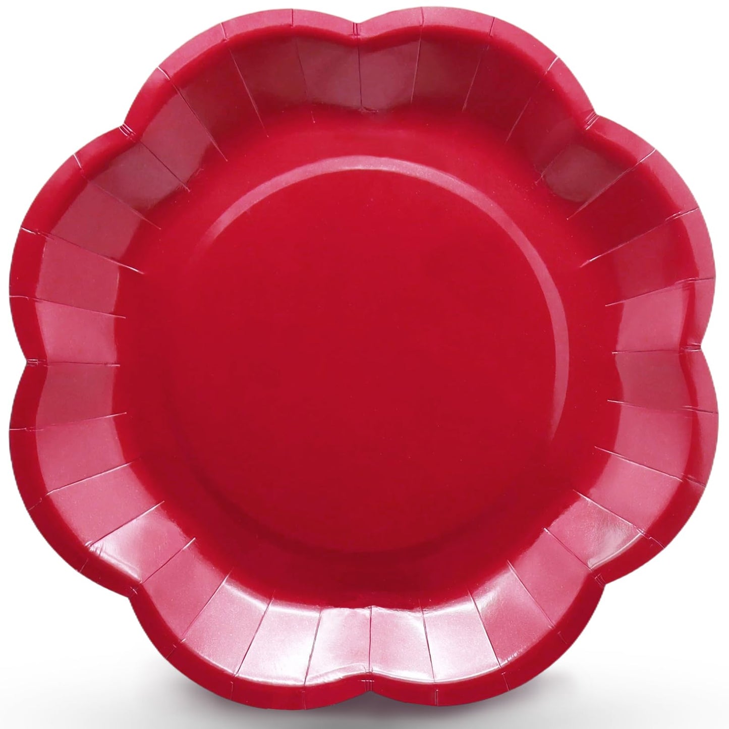 Red Plates Party Supplies,9 inch Red Paper Plates Disposable Scalloped for Birthday Cake Plate Baby Shower Dinner Wedding Dessert Valentines Day Party BST220